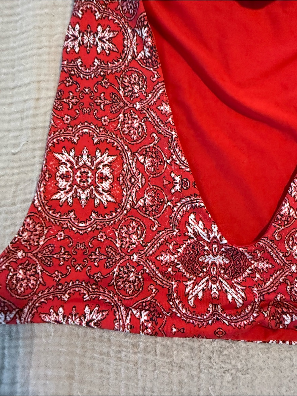 Frankie's Bikinis Red Paisley Swim Bikini Top - Picture 4 of 5